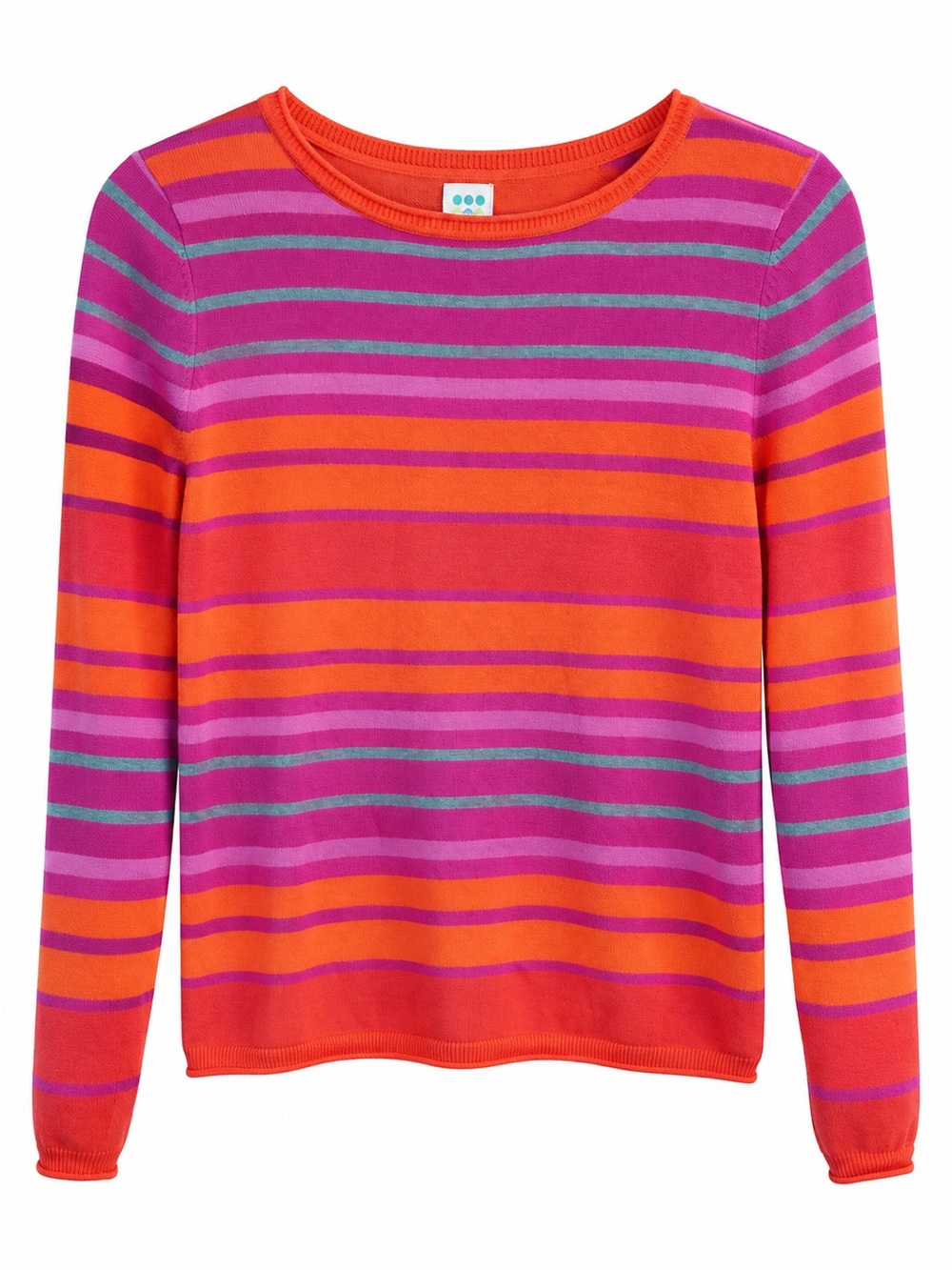 Title Nine Striped Crewneck Sweater in Orange, Pink & Purple